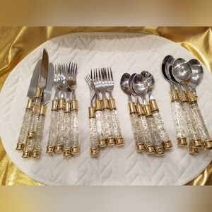 Stainless 20 piece Stainless Steel and Gold Silverware